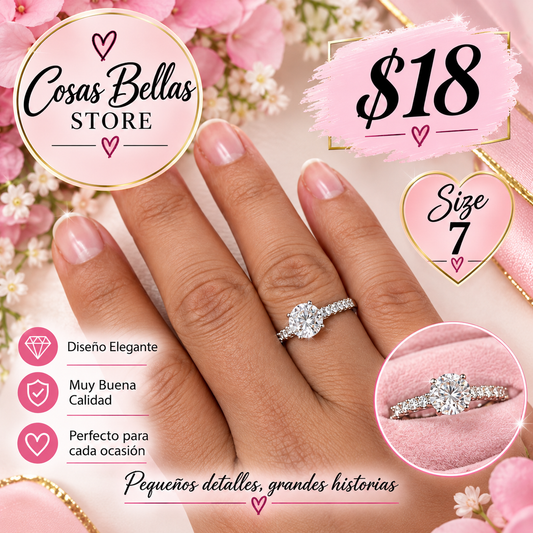 anillo solitario con banda pavé